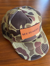 Load image into Gallery viewer, September Leather Logo Camo Trucker Hat
